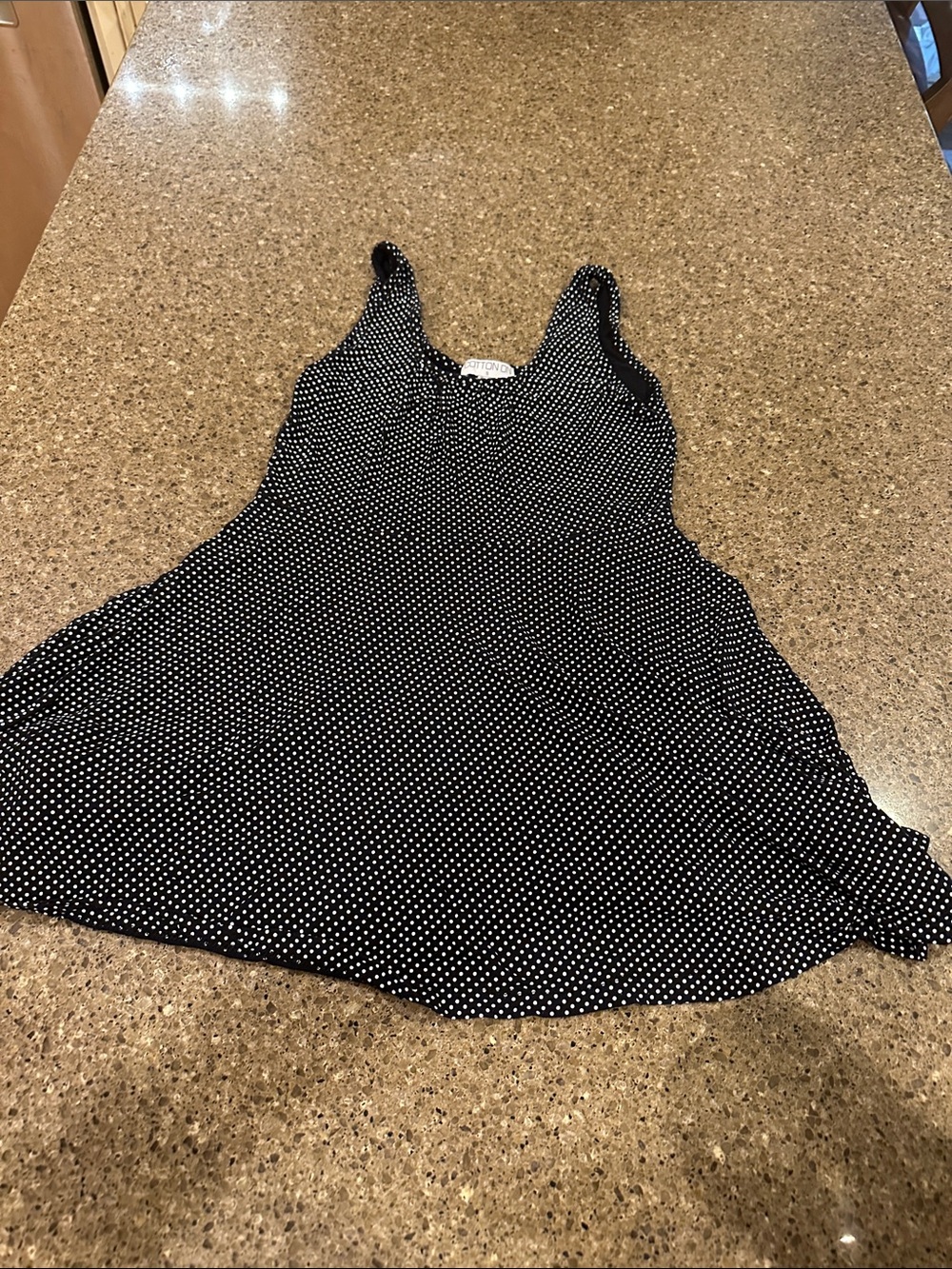 Cotton On Black Tank Top mini dress with White Polka Dots